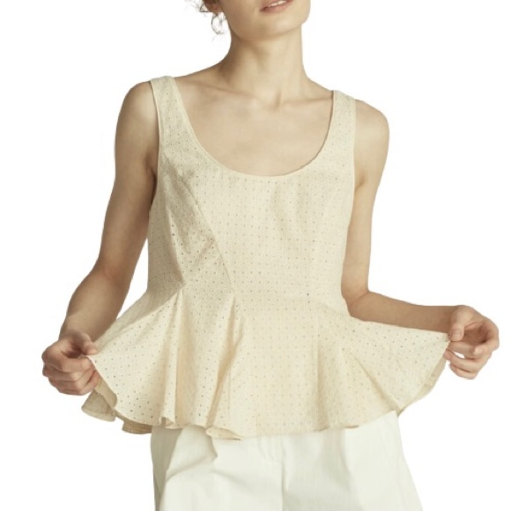 REBECCA TAYLOR EYELET PEPLUM TANK